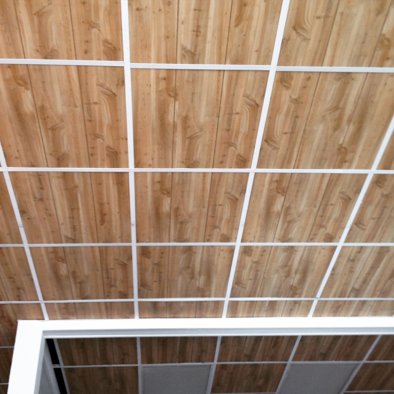 wood paneled ceiling tiles