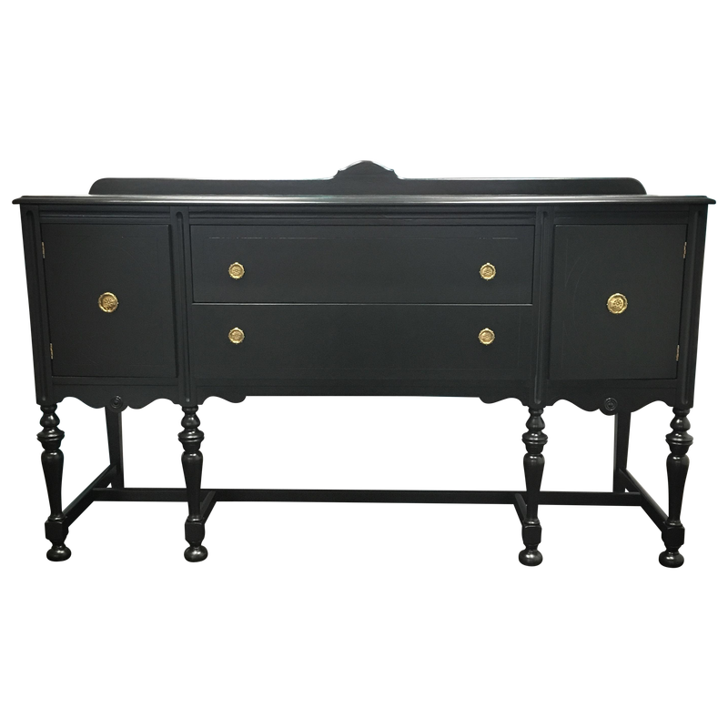 Black and Gold Painted Vintage Buffet