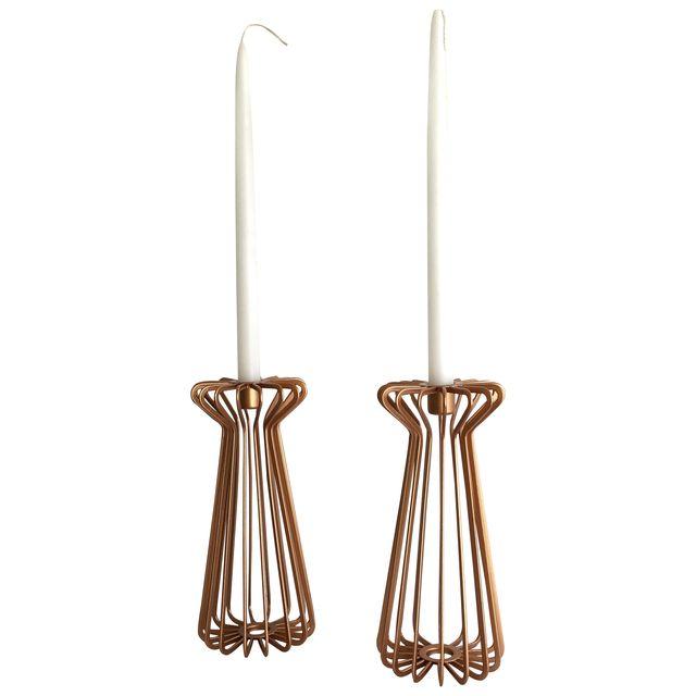 Painted Copper Mid-Century Modern Candlesticks