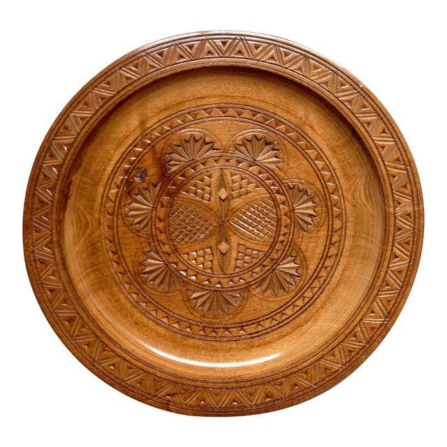 Italian Hand-Carved Wood Plate