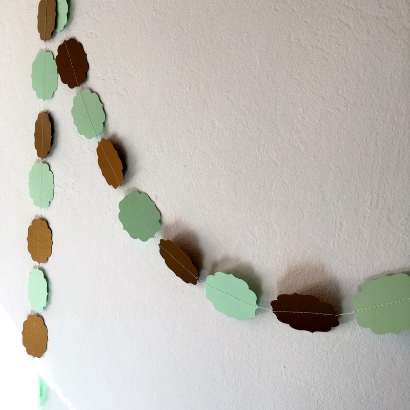 Mint and gold paper garland