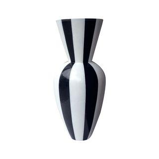 Black and White painted striped vase
