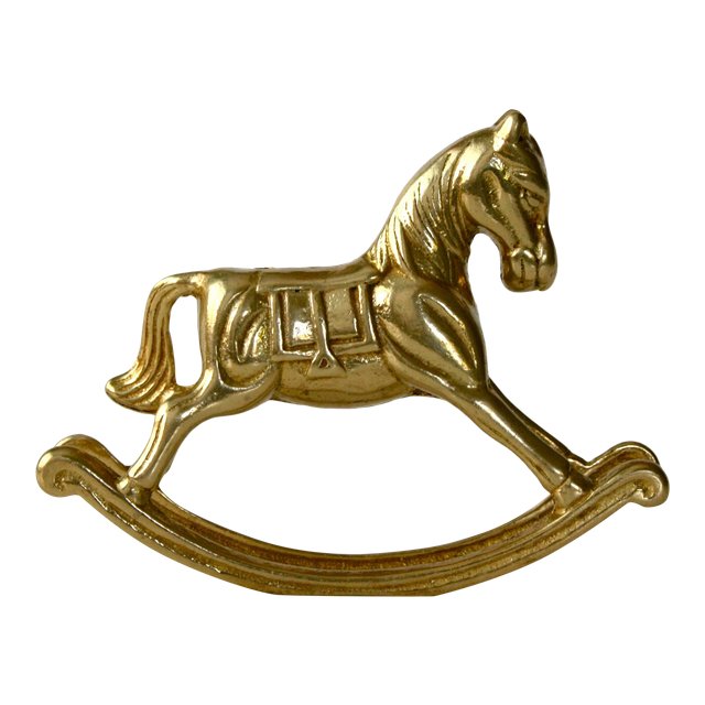 Adorable vintage solid brass rocking horse. Terrific to add to a 
