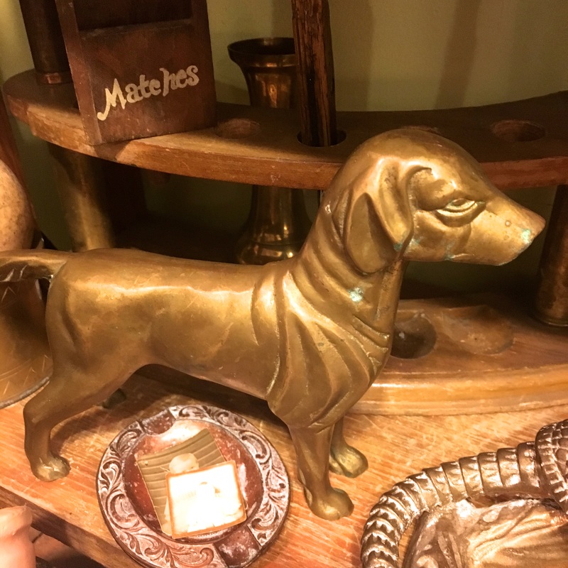 vintage brass dog