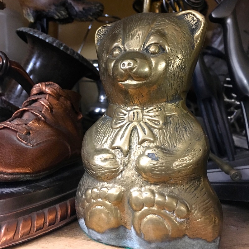 vintage brass teddy bear