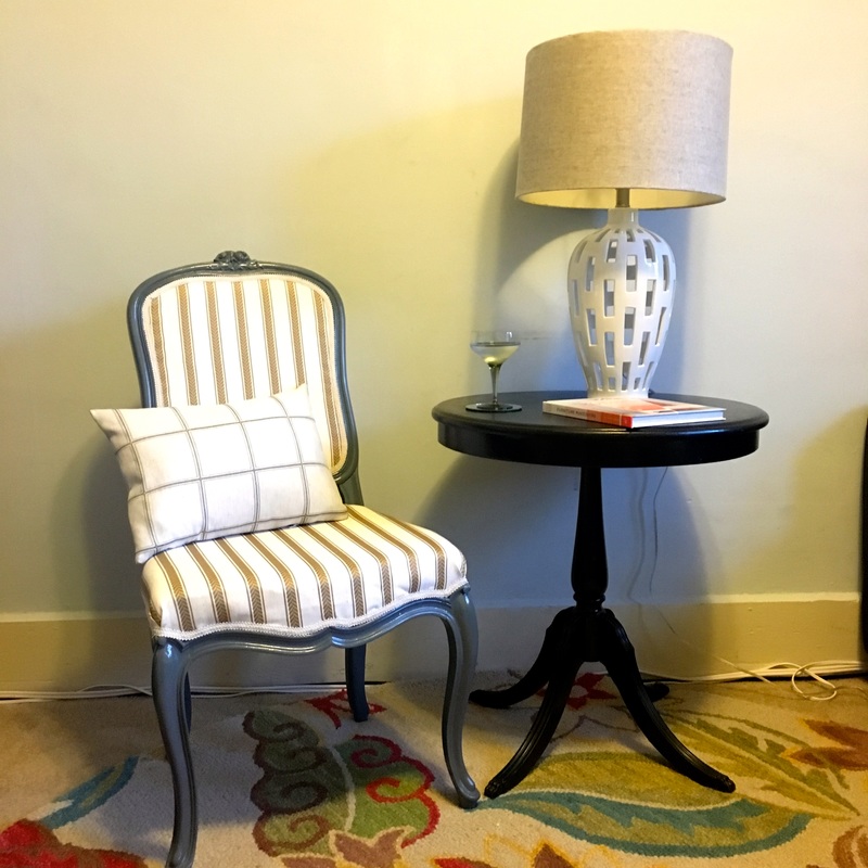 Mix and Match stripes and florals for a unique upholstered chair