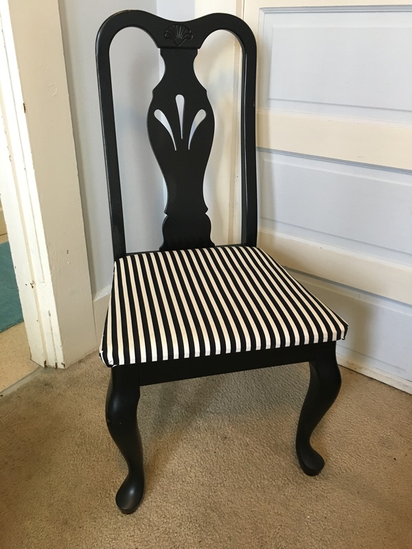black and white upholstered dining, desk, accent chair