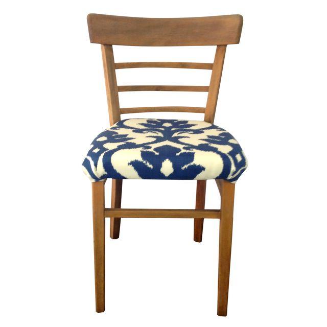 rustic wood ikat upholstered chair
