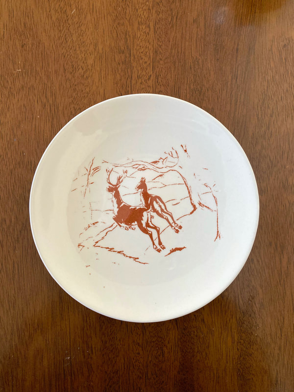 Bring some Christmas holiday charm to your home with this vintage decorative plate with 2 jumping deers. Pull it out for the holidays or leave it out year-round in your cabin! 8ʺW × 0.75ʺD × 8ʺH
