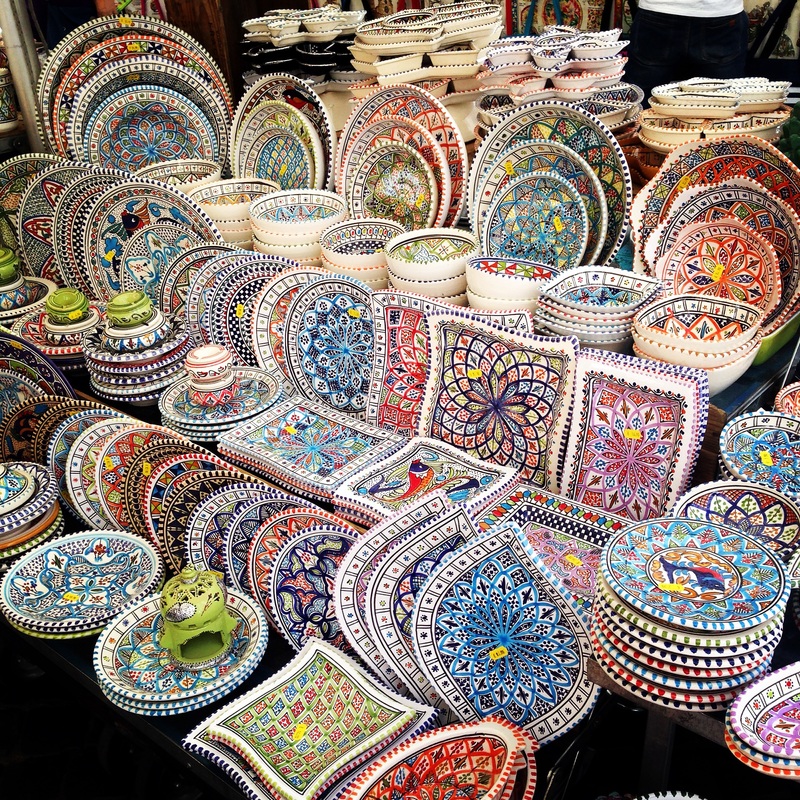 Colorful pottery in Rome, Italy